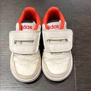 Adidas White and Red Sneakers with Velcro Straps